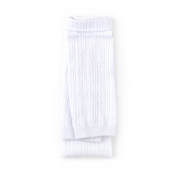 Cable Knit Footless Tights - White