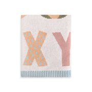 Organic Jacquard Sweater Knit Baby Blanket - Alphabet Blue