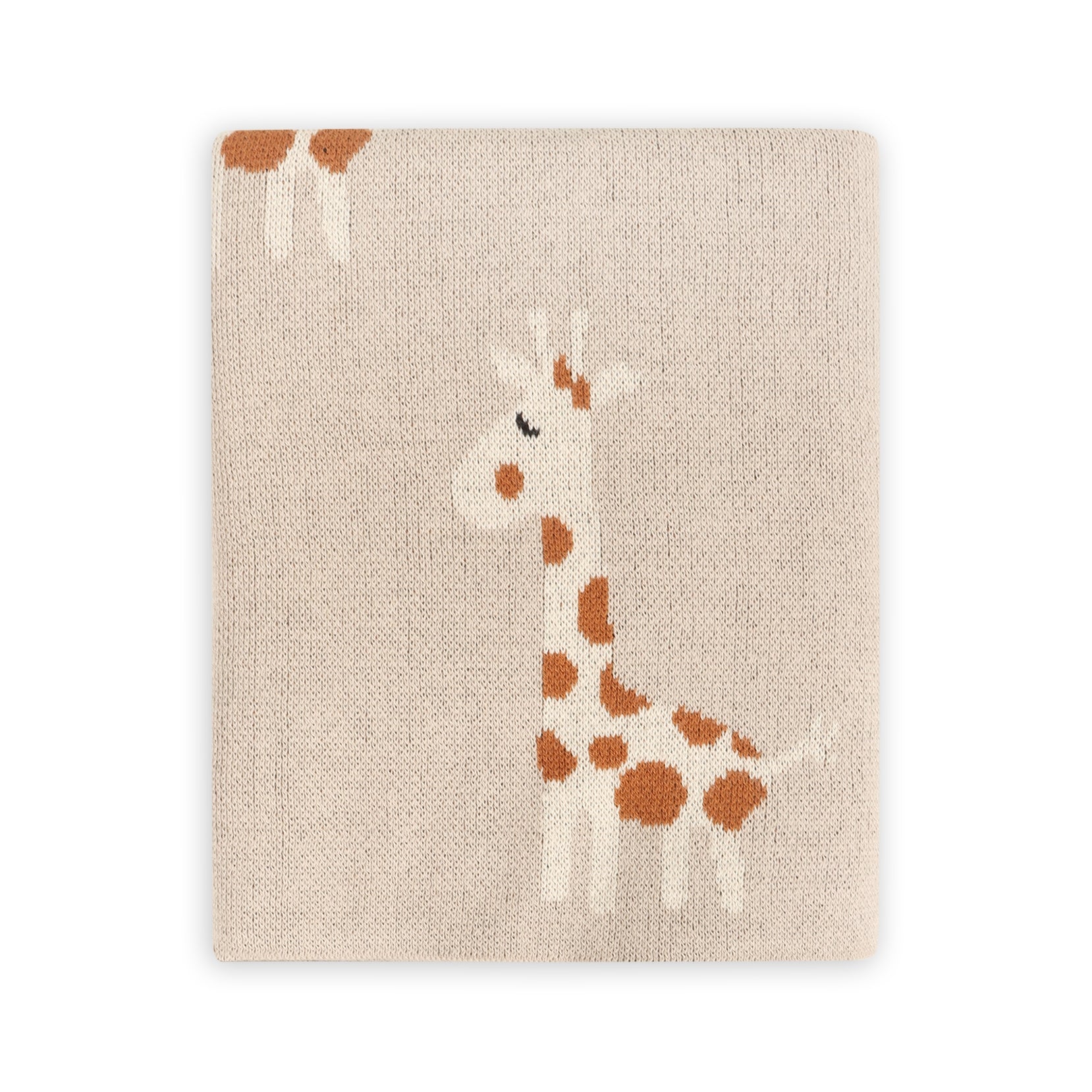 Organic Jacquard Sweater Knit Baby Blanket - Giraffe