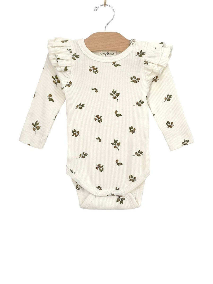 Flutter Sleeve Bodysuit - Olives