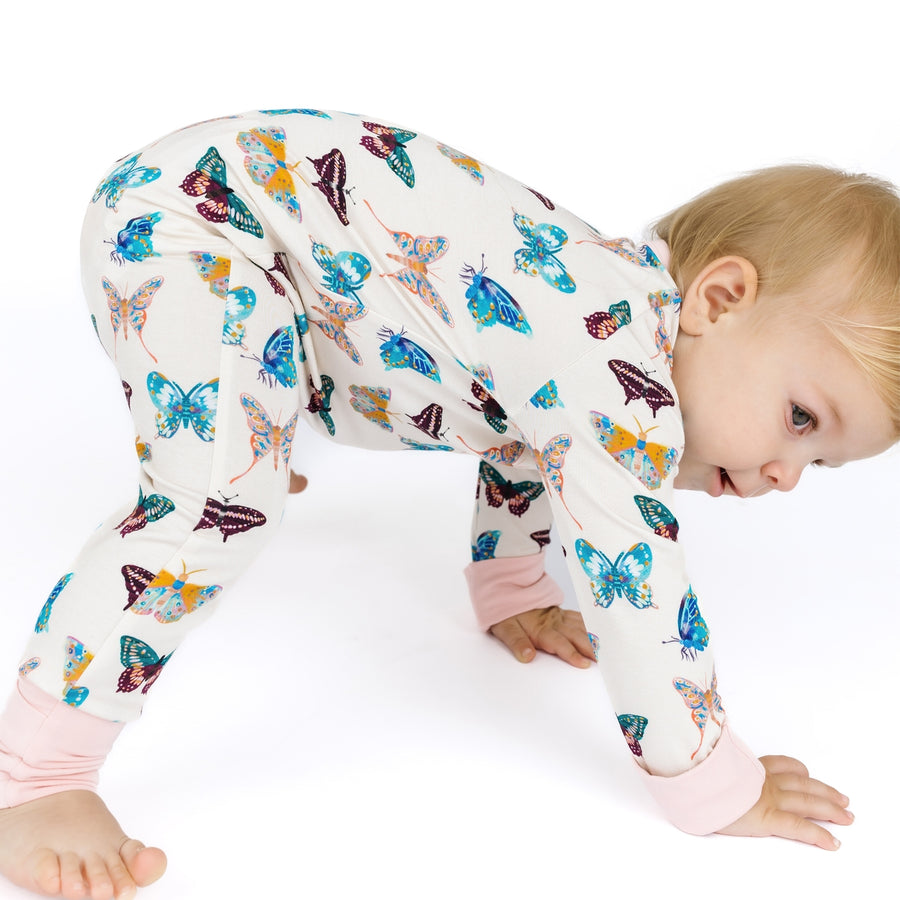 Bamboo Convertible Baby Pajamas - Wings of Paradise Butterflies