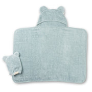 Hooded Towel + Wash Mitt Set - Fog