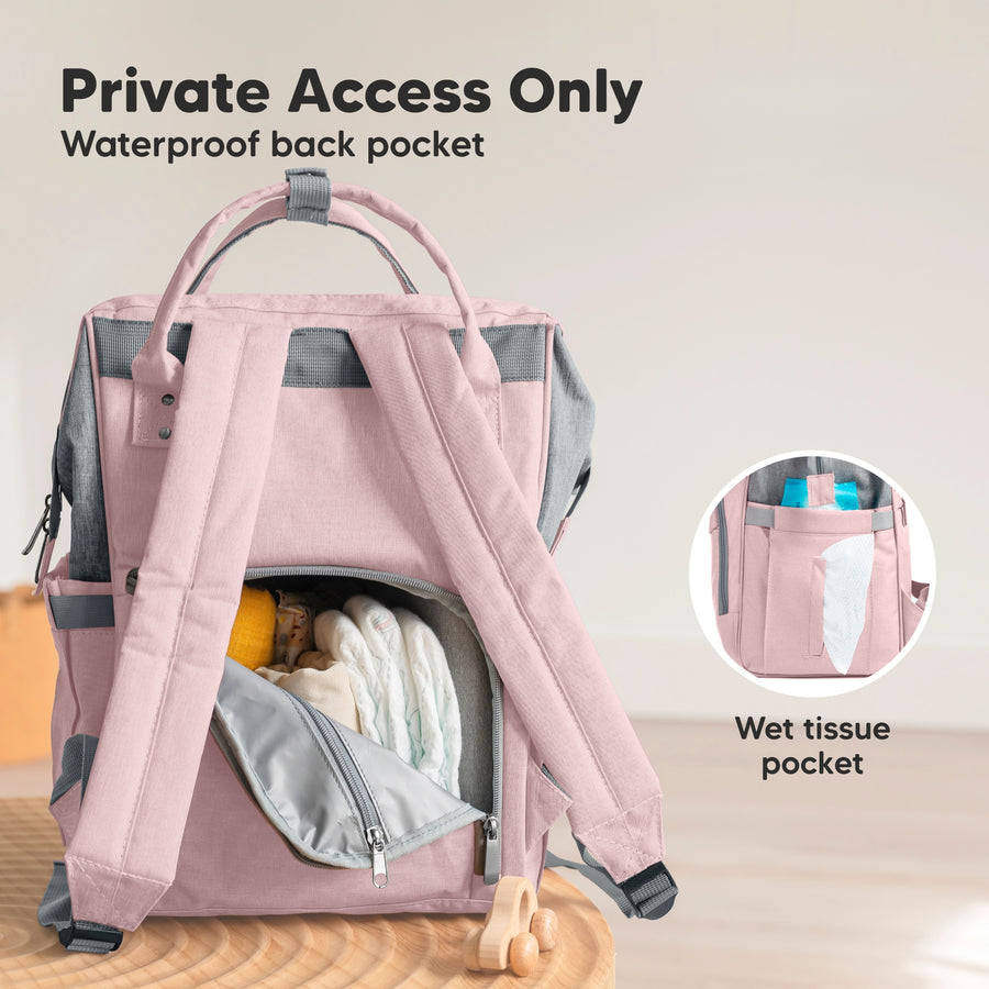 Original Diaper Backpack with Changing Pad - Pink Gray