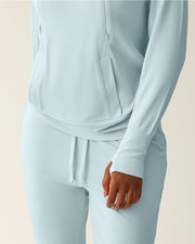 Brushed Bamboo Maternity & Nursing Hoodie - Powder Blue