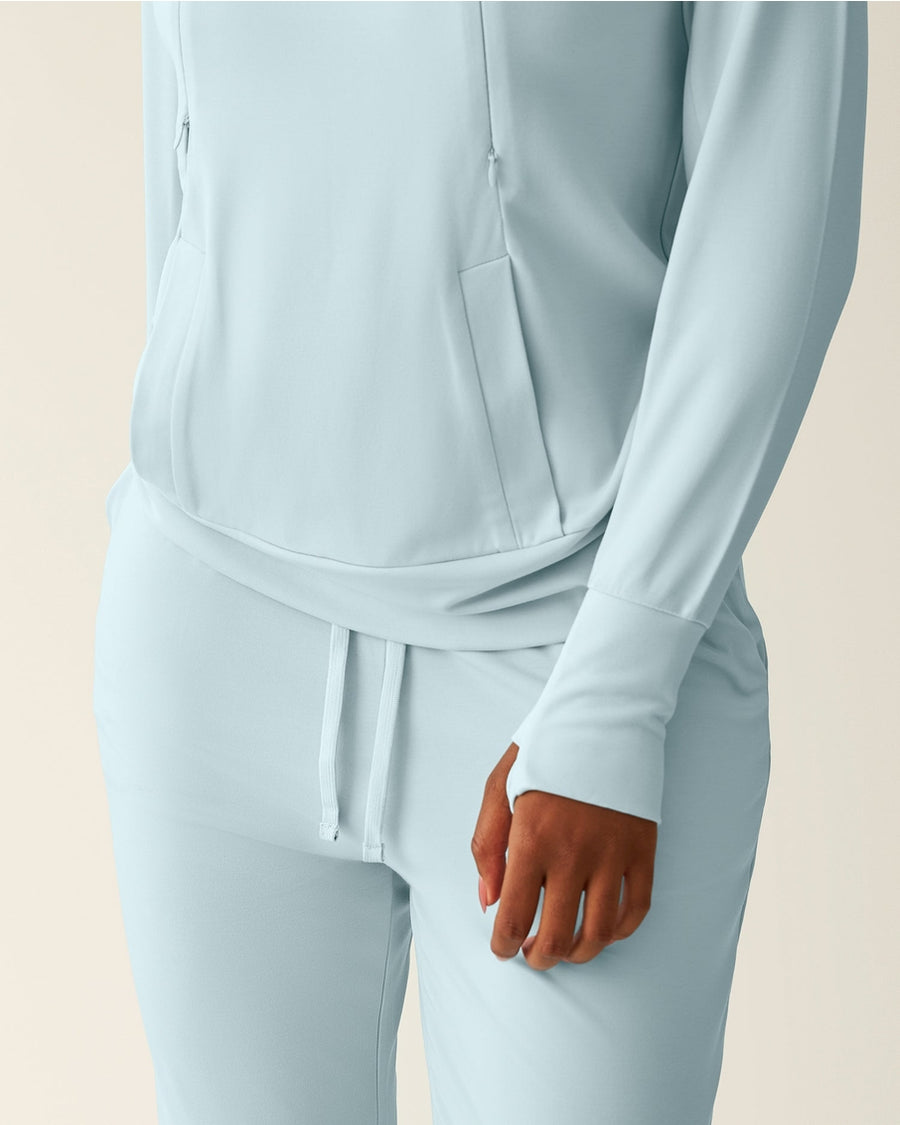Brushed Bamboo Maternity & Nursing Hoodie - Powder Blue