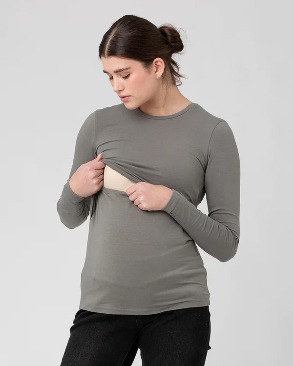 Organic Cotton Nursing Top - Moss