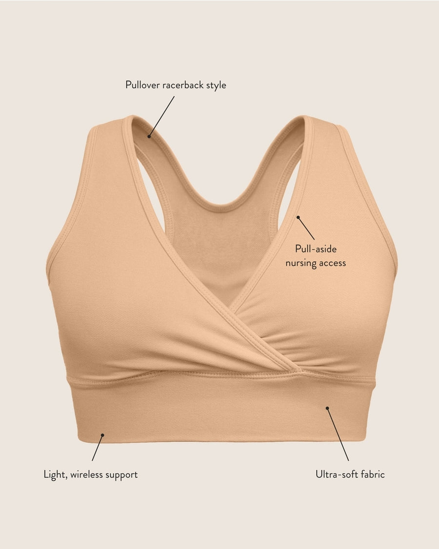 French Terry Racerback Nursing & Maternity Sleep Bra - Grey Heather