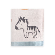 Organic Jacquard Sweater Knit Baby Blanket - Alphabet Blue