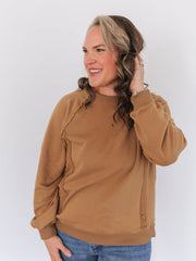 Big Hug Vertical Zip Breastfeeding Crewneck - Butterscotch