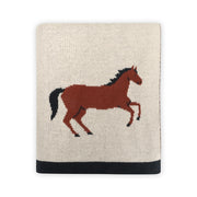 Organic Jacquard Sweater Knit Baby Blanket - Horse