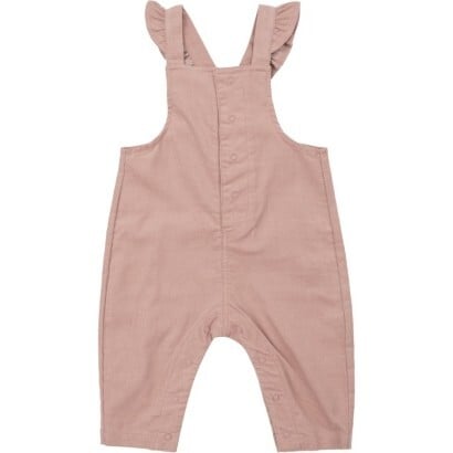 Ruffle Overalls - Cord Misty Rose