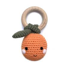 Hand Crocheted Teething Rattle - Orange