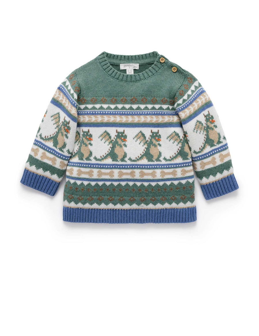 Organic Cotton Dragon Fairisle Sweater