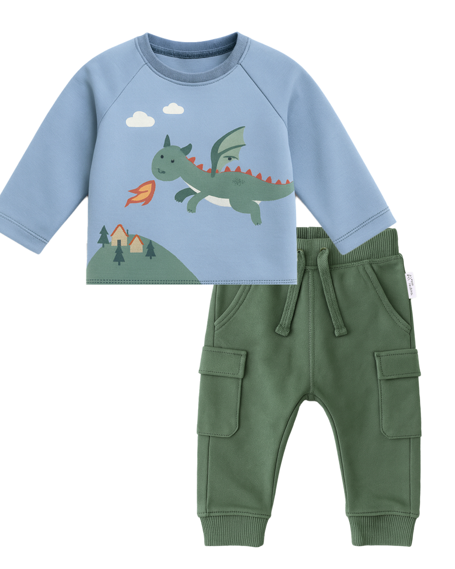 Organic Cotton Dragon Tee & Cargo Pant Set