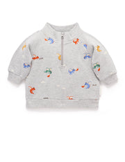 Organic Cotton Embroidered Dragon 3/4 Zip Up