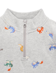 Organic Cotton Embroidered Dragon 3/4 Zip Up
