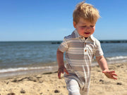 Drift Polo Romper - Grey/White