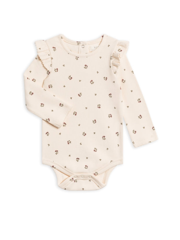 Leza Ribbed Ruffle Long Sleeve Bodysuit - Lindsey Floral