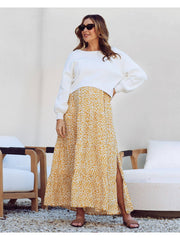 Chelsea Maternity Ruffled Maxi Dress - Yellow Animal Print