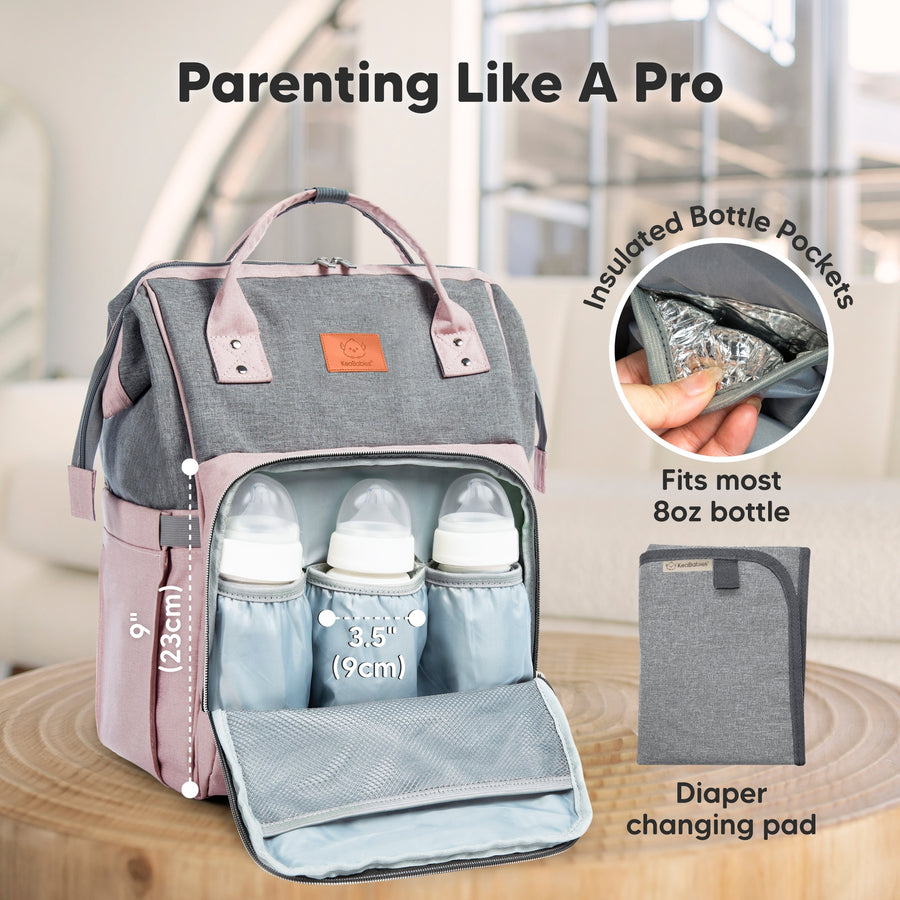 Original Diaper Backpack with Changing Pad - Pink Gray