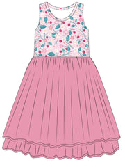 Bamboo + Tulle Dress -  Alma-Strawberry Summer