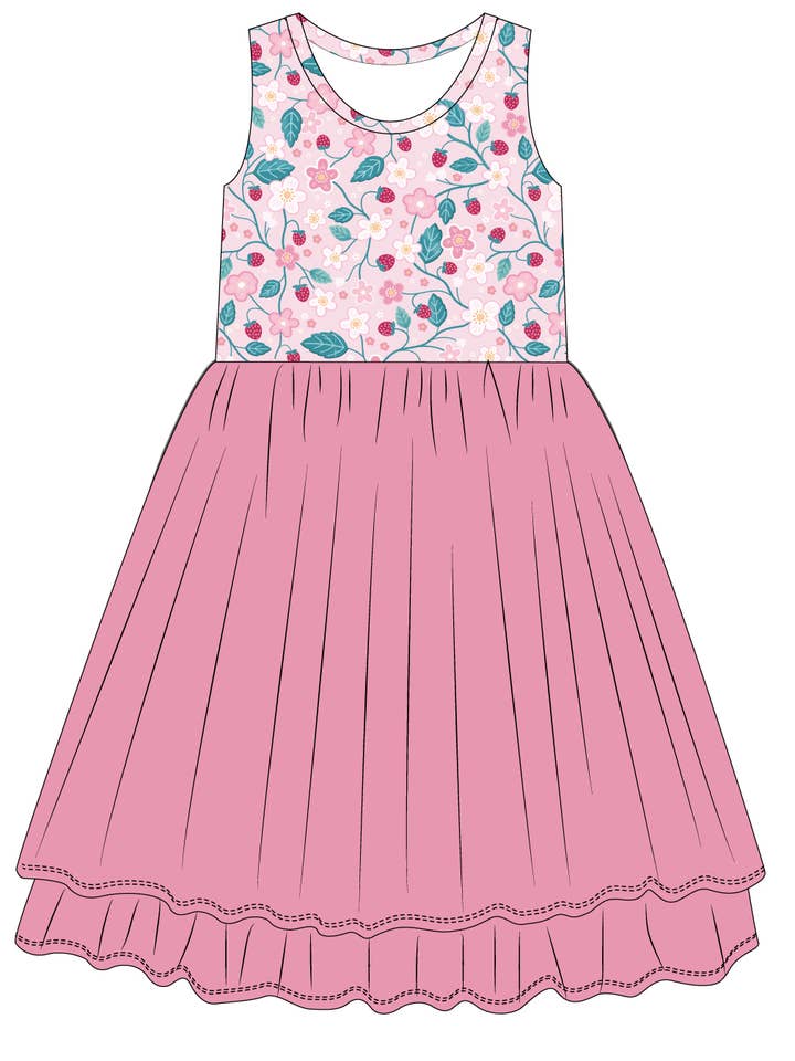 Bamboo + Tulle Dress -  Alma-Strawberry Summer