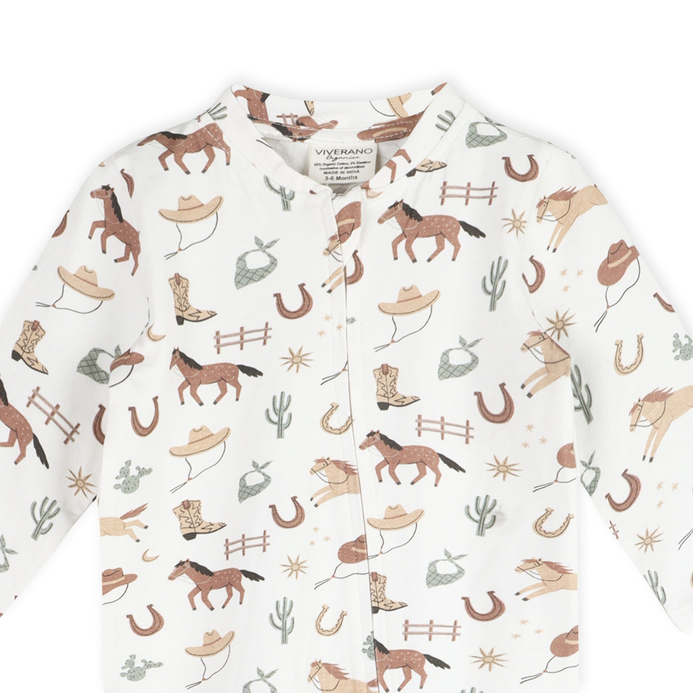 Organic Jersey Howdy Horse Baby Footie