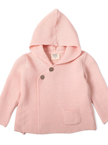 Milan Pastel Hooded Sweater Knit Jacket - Blush