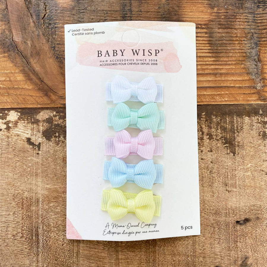 5-Piece Tiny Tuxedo Snap Hair Bows - Various Colors
