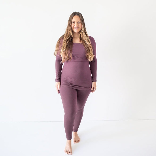 Jane Nursing Pajama Set - Burgundy Plum