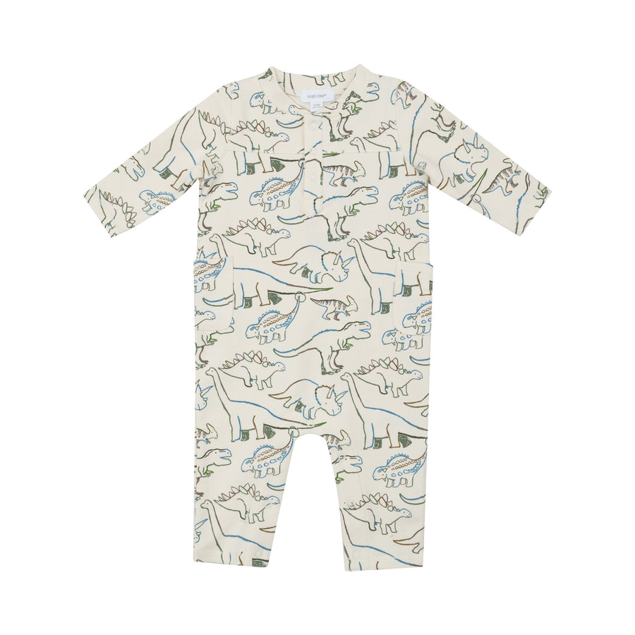 French Terry Uni Romper - Artsy Dinos