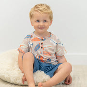 Short Sleeved Raglan Henley - Surfboards