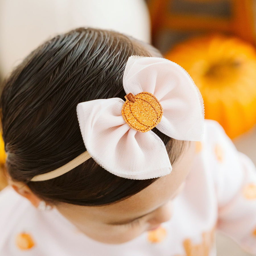 Tulle Bow Baby Headband -  Pumpkin