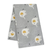 Organic Jacquard Sweater Knit Baby Blanket - Elephant