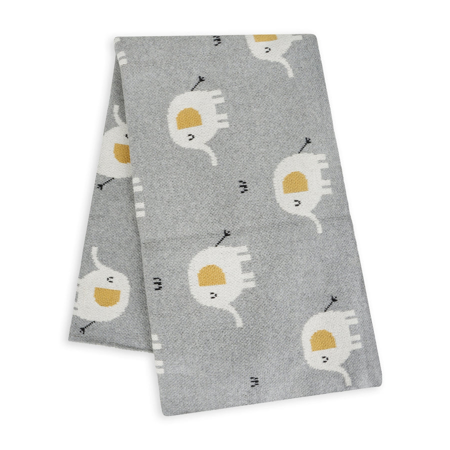 Organic Jacquard Sweater Knit Baby Blanket - Elephant