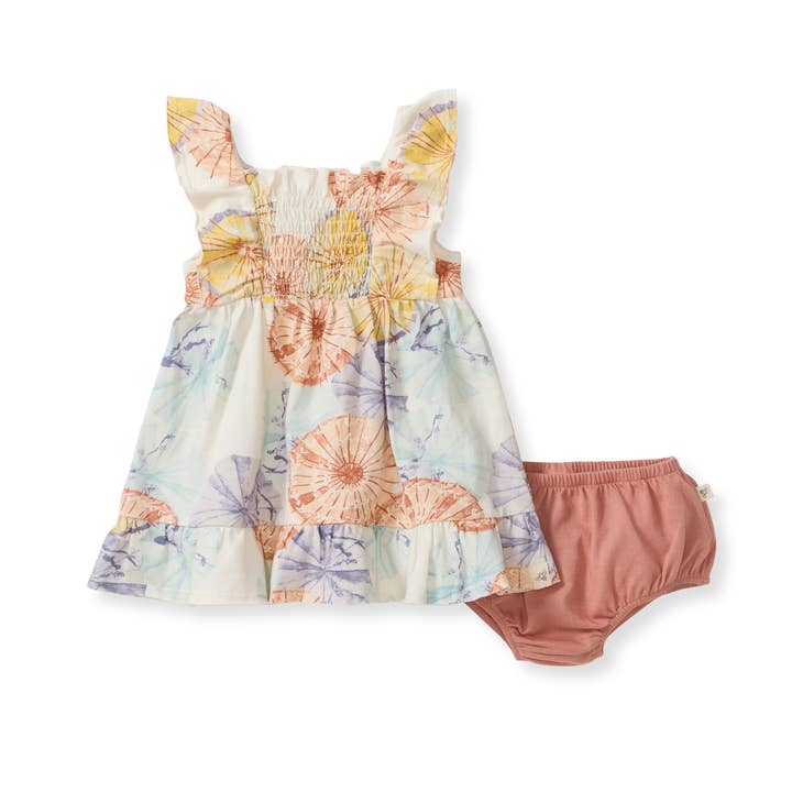 Parasols Organic Cotton Dress & Diaper Cover - Eggshell