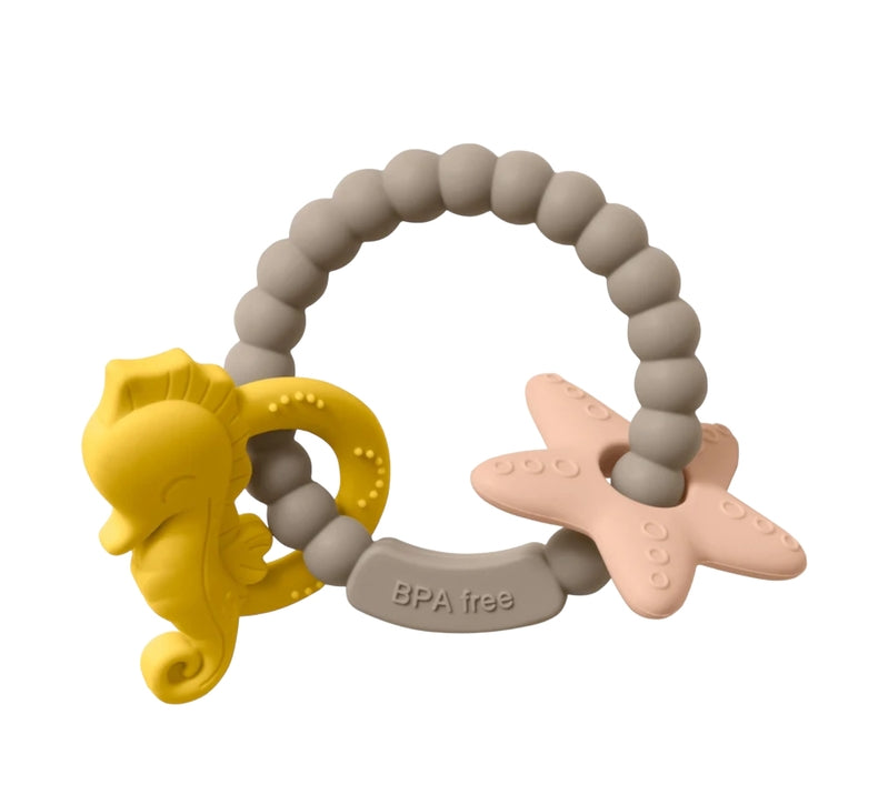 Seahorse Teething Ring - All Silicone - Taupe