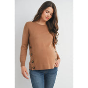 Button Side Pull Over Nursing/Maternity Sweater - Camel