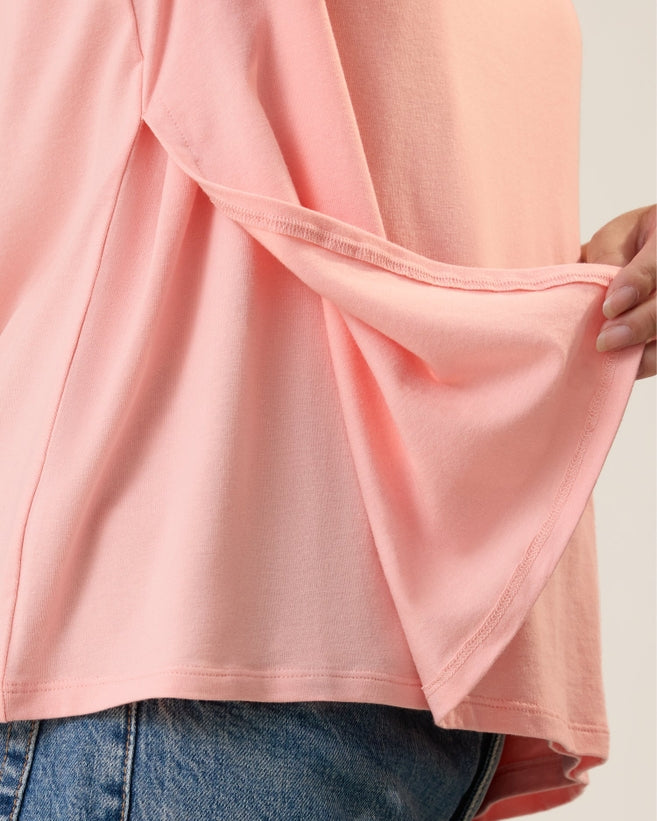 Classic Modal V-Neck Nursing T-Shirt - Sunset Pink
