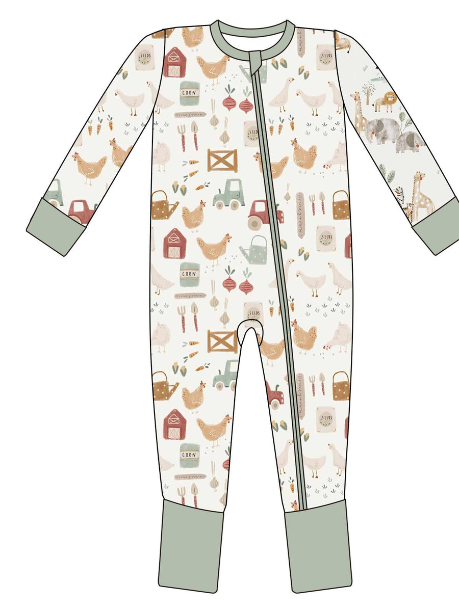 Bamboo Convertible Romper - On the Farm