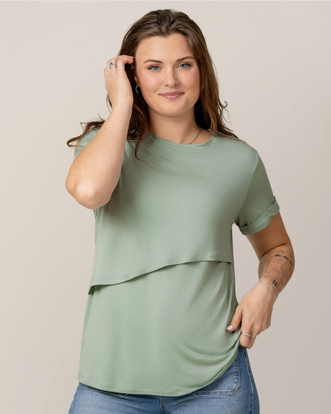 Everyday Asymmetrical Nursing T-Shirt - Aqua Mist