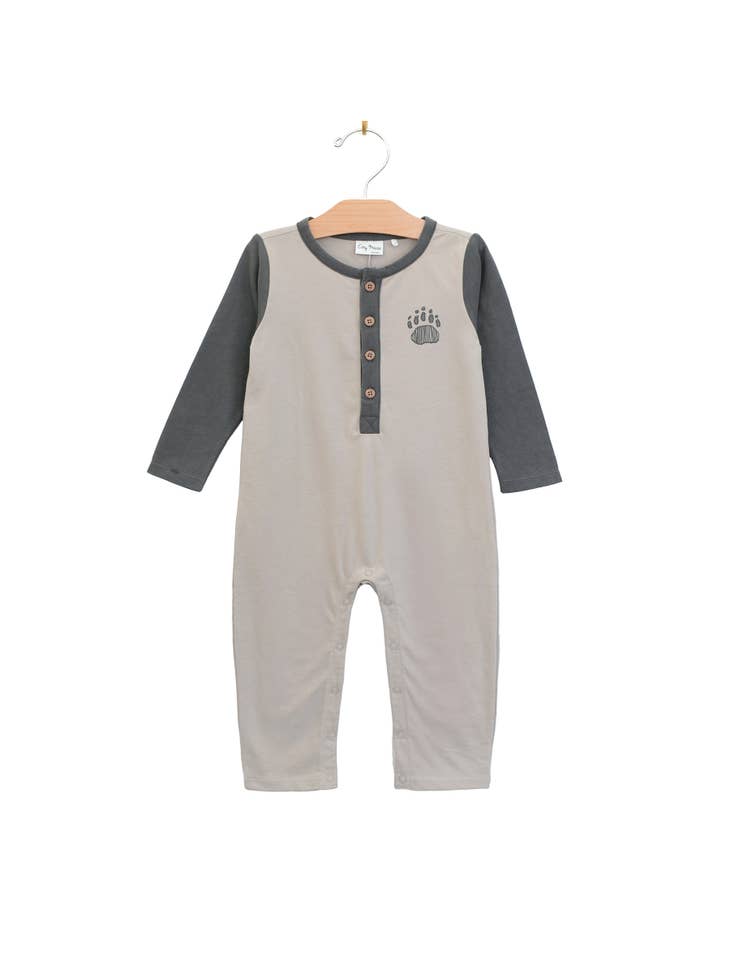 Color Block Long Leg Romper - Porpoise Pewter Bear Paw