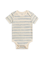 Organic Afton Bodysuit - Wave Stripe / Rain