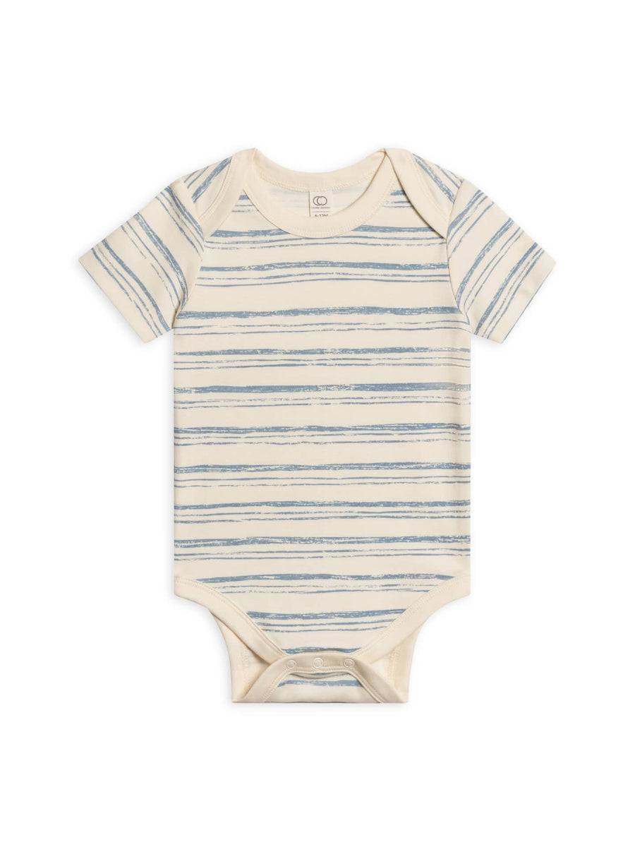 Organic Afton Bodysuit - Wave Stripe / Rain