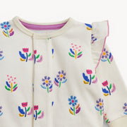 Organic Cotton French Terry Romper - Floral Ivory