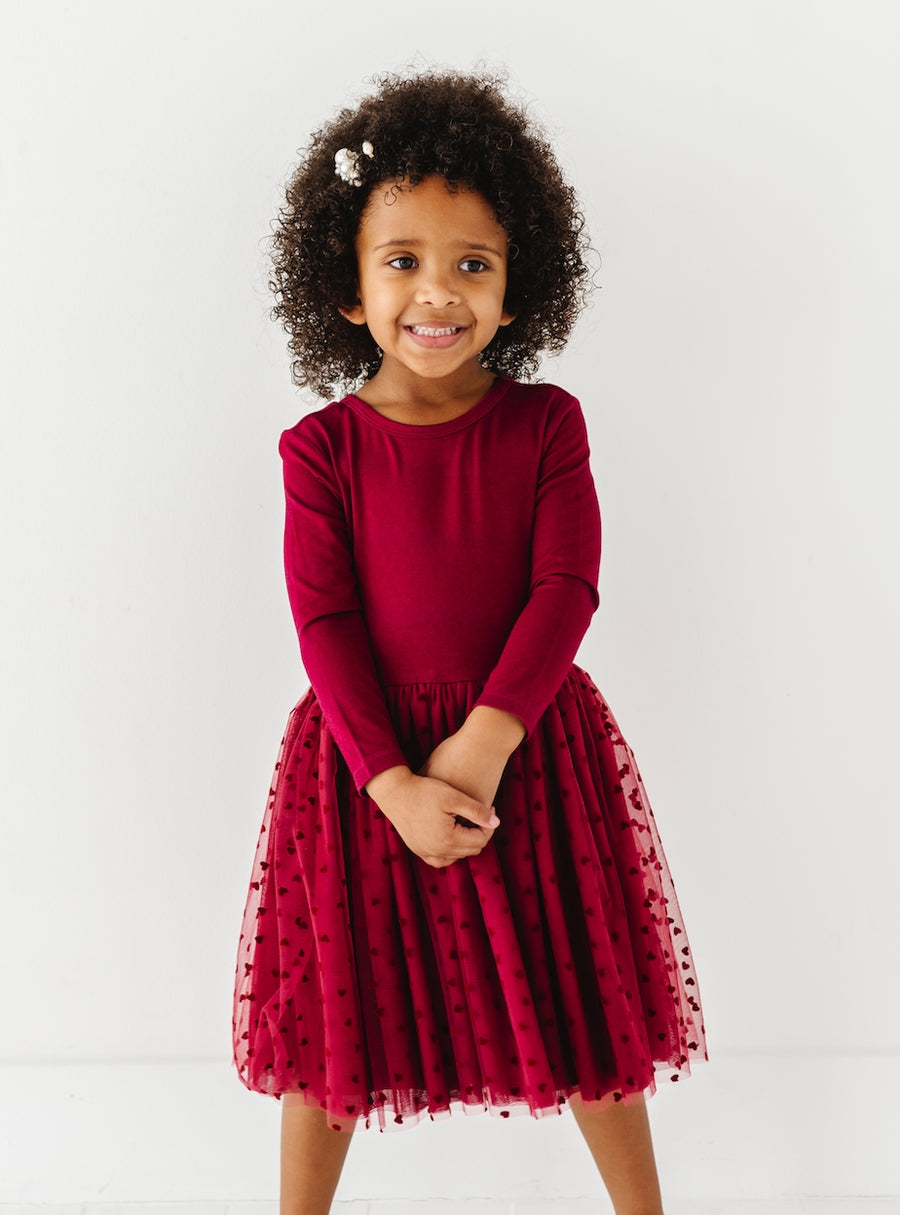 Velvet Heart + Tulle Dress - Ruby