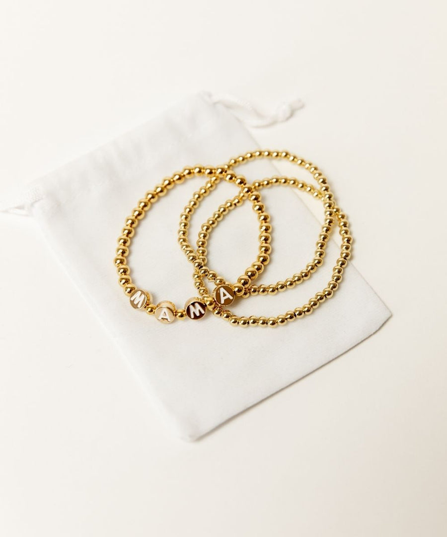 18K Gold Plated Set of 3 Mama Bracelets