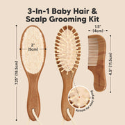 Baby Hair Brush and Comb Set - Dark Walnut