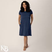 Eleanora Maternity & Nursing Dress - Navy Heather