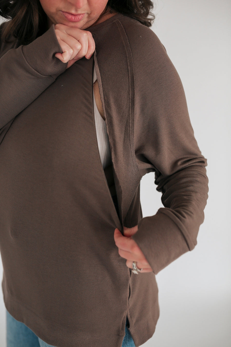 Free Flowing Lightweight Nursing Top - Cocoa